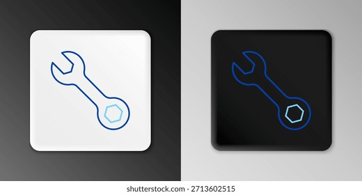 Icono de llave inglesa de línea aislado sobre fondo gris. Concepto de contorno colorido. Vector