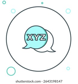 Linha XYZ Ícone do sistema de coordenadas isolado no fundo branco. Eixo XYZ para exibição de estatísticas de gráfico. Conceito de contorno colorido. Vetor