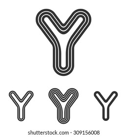 Line y letter logo design set