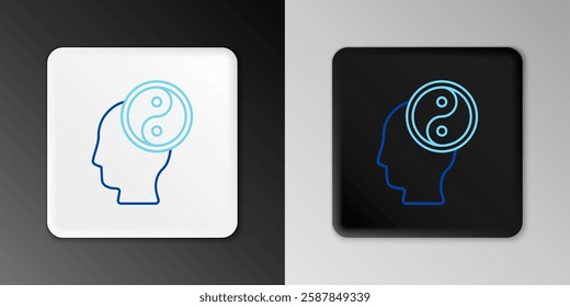 Line Yin Yang symbol of harmony and balance icon isolated on grey background. Colorful outline concept. Vector