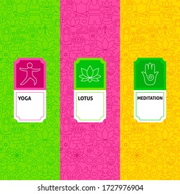 Line Yoga Package Labels. Vector Illustration of Outline Design.