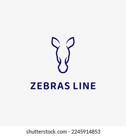 line zebras head logo design