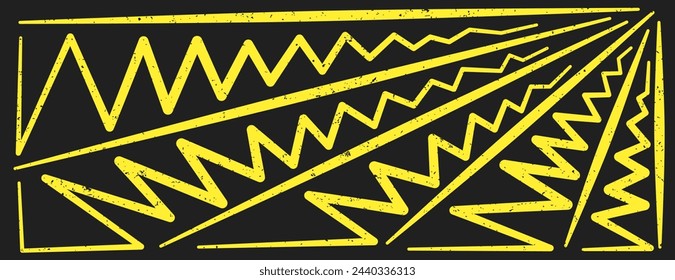 line and zig zag doodle cartoon flat design in yellow and black color style. Vector illustration. Suitable for wallpaper backdrop, landing page and web.