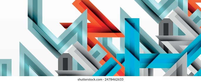 Line zig zag dynamic geometric abstract background. Colorful lines with shadow and light effects, various routes concept. Vector Illustration For Wallpaper, Banner, Background, Card