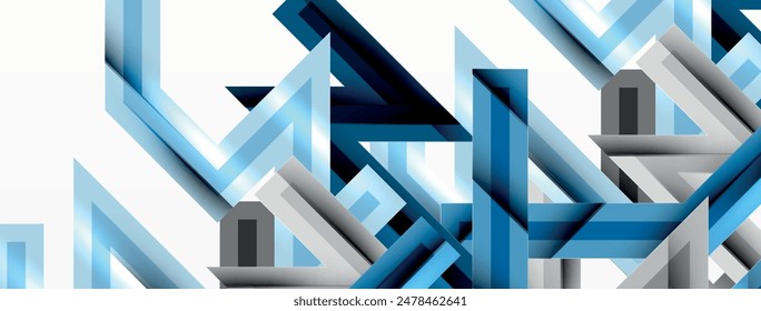 Line zig zag dynamic geometric abstract background. Colorful lines with shadow and light effects, various routes concept. Vector Illustration For Wallpaper, Banner, Background, Card