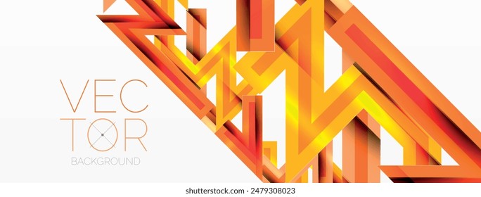 Line zig zag dynamic geometric abstract background. Colorful lines with shadow and light effects, various routes concept. Vector Illustration For Wallpaper, Banner, Background, Card