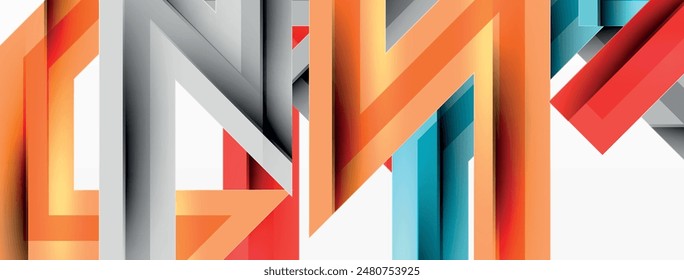 Dynamischer geometrischer abstrakter Hintergrund mit Zickzacklinie. Bunte Linien mit Schatten- und Lichteffekten, unterschiedliches Routenkonzept. Vektorillustration für Bildschirmhintergrund, Banner, Hintergrund, Karte