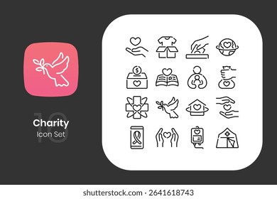 Lineal charity icon design set