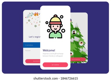 Lineal color boy icon on a white Christmas themed background
