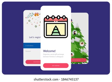 Lineal color calendar icon on a white Christmas themed background