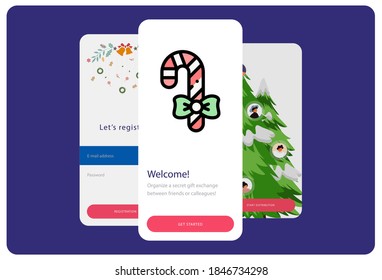 Lineal color candy cane icon on a white Christmas themed background