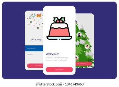 Lineal color christmas cake icon on a white Christmas themed background