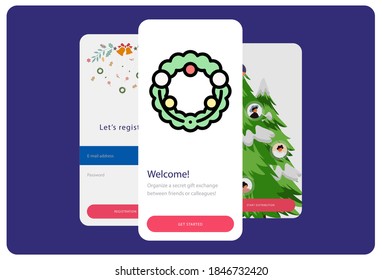 Lineal color christmas wreath icon on a white Christmas themed background