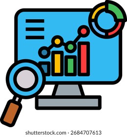 Lineal Color Data Analysis Icon Vector Illustration