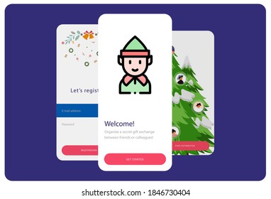 Lineal color elf icon on a white Christmas themed background