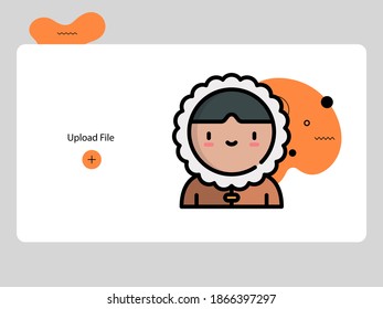 lineal color flat cute eskimo avatar