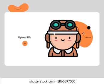 lineal color flat cute pilot avatar