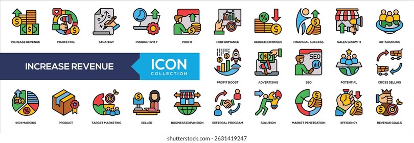 Lineal Color -Increase Revenue Icon Collection