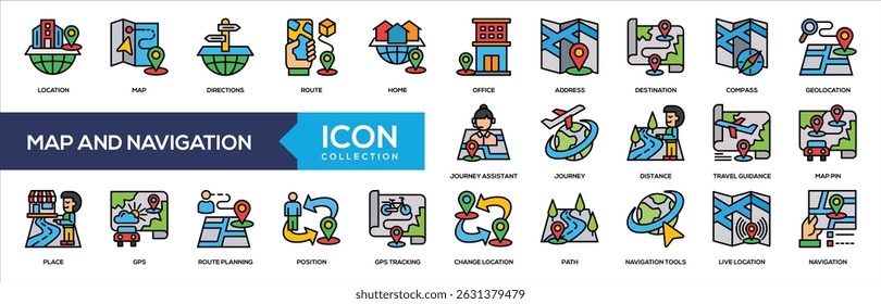Lineal Color - Map and Navigation Icon Collection