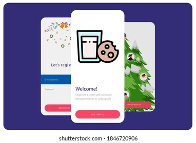 Lineal color milk icon on a white Christmas themed background
