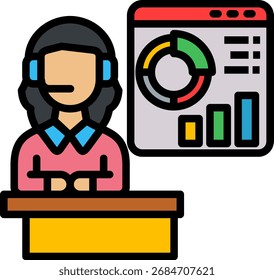 Ilustración vectorial de icono de presentación de color lineal