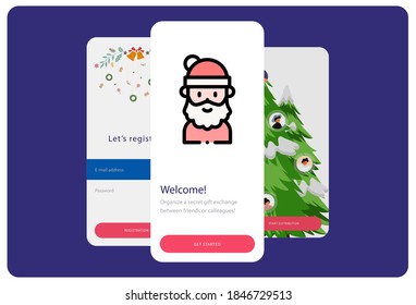 Lineal color santa claus icon on a white Christmas themed background