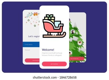 Lineal color sleigh icon on a white Christmas themed background
