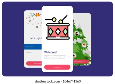 Lineal color snare drum icon on a white Christmas themed background