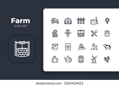lineal farm icon design set