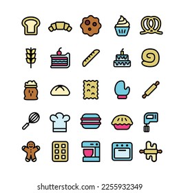 Lineal Fill Bakery Icon Set