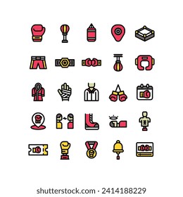 Lineal Fill Boxing Icon Set