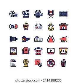 Lineal Fill Cinema Icon Set