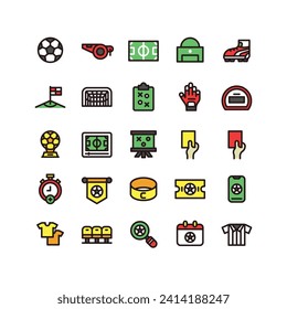 Lineal Fill Football Icon Set