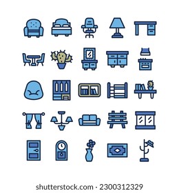 Lineal Fill Furniture Icon Set