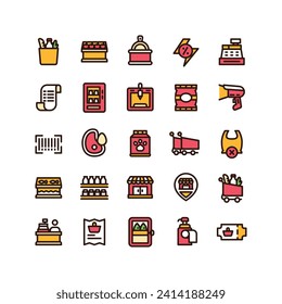 Lineal Fill Grocery Icon Set