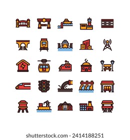 Lineal Fill Infrastructure Icon Set