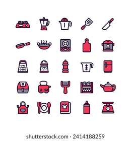 Lineal Fill Kitchenware Icon Set