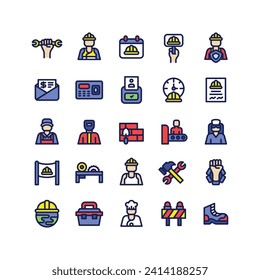 Lineal Fill Labor Icon Set