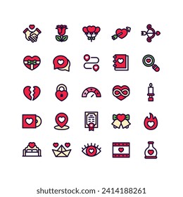 Lineal Fill Love Icon Set