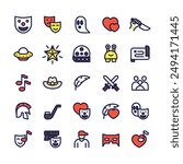 Lineal Fill Movie Genre Icon Set