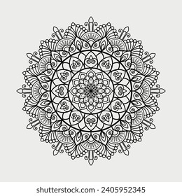 Lineal floral mandala creative ornamental decorative element circle shape vector illustration