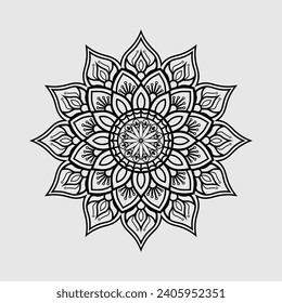 Lineal floral mandala creative ornamental decorative element circle shape vector illustration