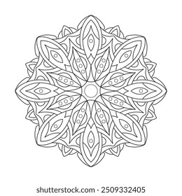 Lineal Flower Mandala. Editable color. Editable background.