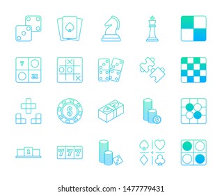 Lineal gradient design icon set of casino, puzzle and board game. Esport concept.