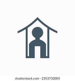 Lineal house and person logo, symbolizing partnership and home