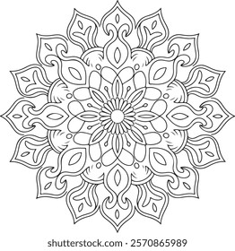 Lineal mandala background,Decorative mandala design with pastel colours, Six ethnic mandala patterns set, Outlined mandala background