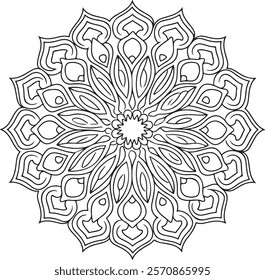 Lineal mandala background,Decorative mandala design with pastel colours, Six ethnic mandala patterns set, Outlined mandala background