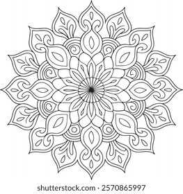 Lineal mandala background,Decorative mandala design with pastel colours, Six ethnic mandala patterns set, Outlined mandala background