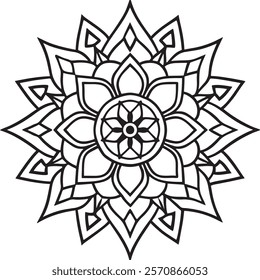 Lineal mandala background,Decorative mandala design with pastel colours, Six ethnic mandala patterns set, Outlined mandala background