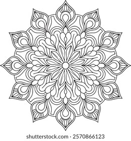 Lineal mandala background,Decorative mandala design with pastel colours, Six ethnic mandala patterns set, Outlined mandala background